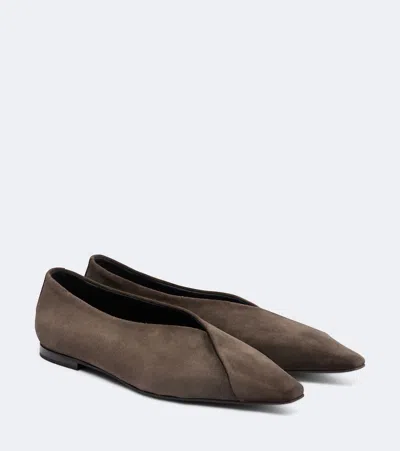 Brunello Cucinelli Suede Ballet Flats In Brown