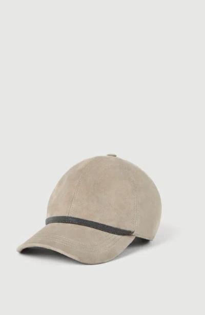 Brunello Cucinelli Suede Baseball Cap In Neutral