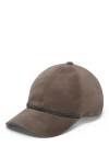 Brunello Cucinelli Suede Baseball Cap In Mud