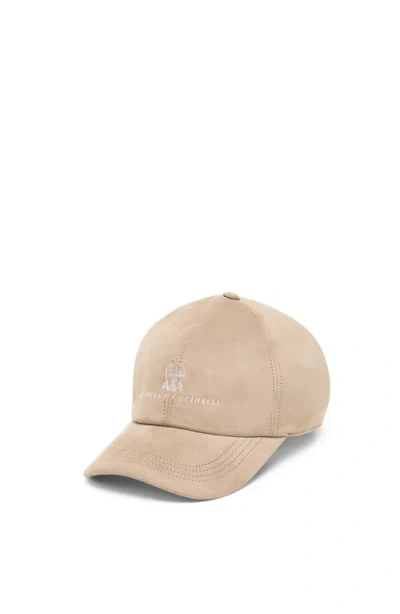 Brunello Cucinelli Suede Baseball Cap In Tobacco