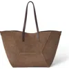 Brunello Cucinelli Softy Velour Suede Tote Bag In Bark