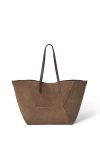 Brunello Cucinelli Softy Velour Suede Tote Bag In Brown