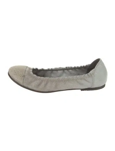 Pre-owned Brunello Cucinelli Suede Beaded Accents Ballet Flats In Gray
