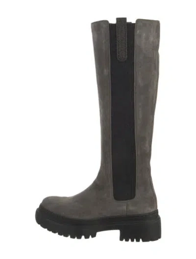 Pre-owned Brunello Cucinelli Suede Beaded Accents Boots In Multi