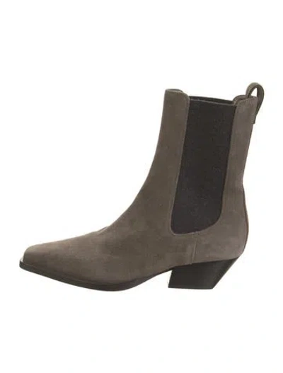 Pre-owned Brunello Cucinelli Suede Beaded Accents Chelsea Boots In Neutral