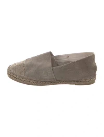 Pre-owned Brunello Cucinelli Suede Beaded Accents Espadrilles In Grey/neutrals