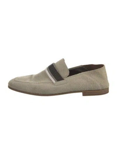 Pre-owned Brunello Cucinelli Suede Beaded Accents Loafers In Neutral