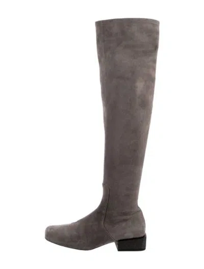 Pre-owned Brunello Cucinelli Suede Beaded Accents Riding Boots In Neutral