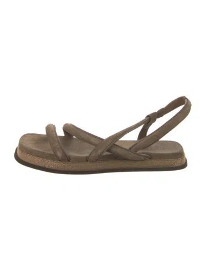 Pre-owned Brunello Cucinelli Suede Beaded Accents Sandals In Gold
