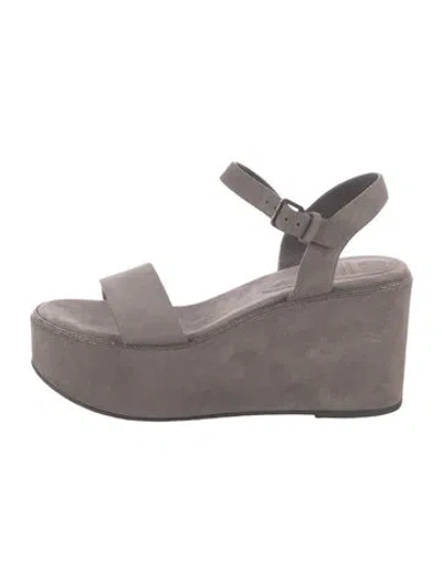 Pre-owned Brunello Cucinelli Suede Beaded Accents Sandals In Gray