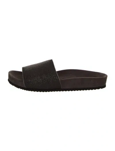 Pre-owned Brunello Cucinelli Suede Beaded Accents Slides In Brown