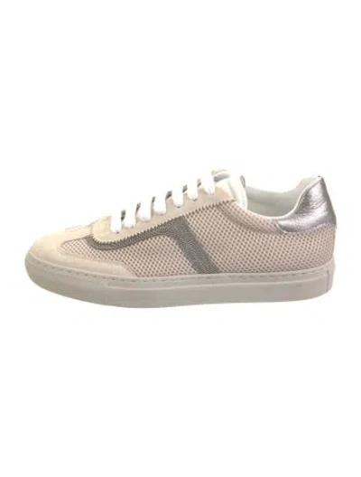 Pre-owned Brunello Cucinelli Suede Beaded Accents Sneakers In Neutral