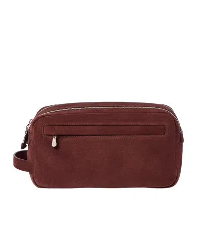 Brunello Cucinelli Suede Beauty Case With Double Zipper In Burgundy