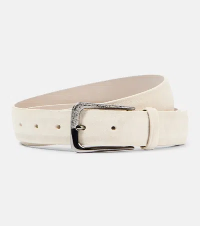 Brunello Cucinelli Suede Belt In Beige