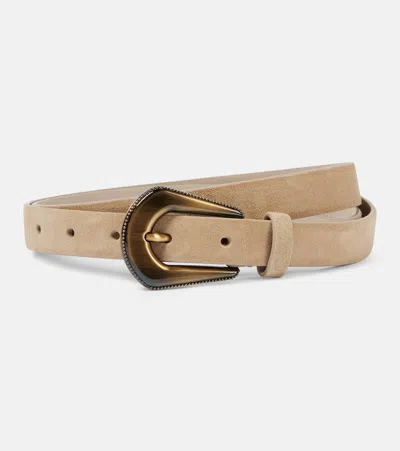 Brunello Cucinelli Suede Belt In Beige