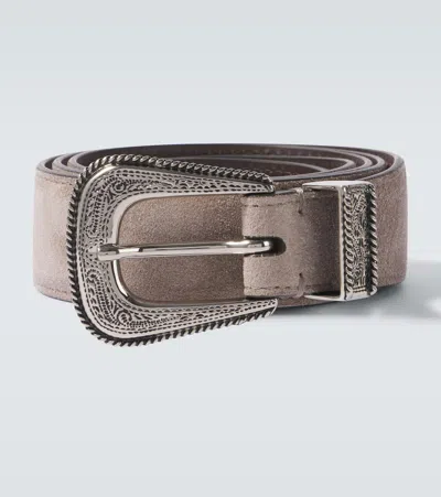 Brunello Cucinelli Suede Belt In Beige
