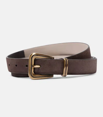 Brunello Cucinelli Suede Belt In Beige