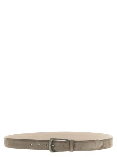 BRUNELLO CUCINELLI SUEDE BELT BELTS GRAY