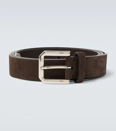 Brunello Cucinelli 3cm Suede Belt In Brown