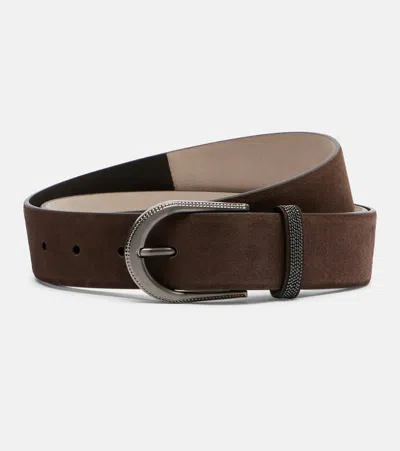 Brunello Cucinelli Suede Belt In Brown