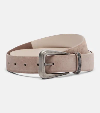 Brunello Cucinelli Suede Belt In Brown