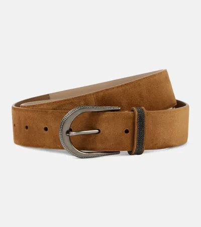 Brunello Cucinelli Suede Belt In Brown