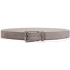Brunello Cucinelli Adjustable Grey Leather Belt With Punch-hole Detailing In Dark Grey