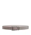 Brunello Cucinelli Adjustable Grey Leather Belt With Punch-hole Detailing In Grey