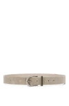Brunello Cucinelli Suede Belt In Light Grey