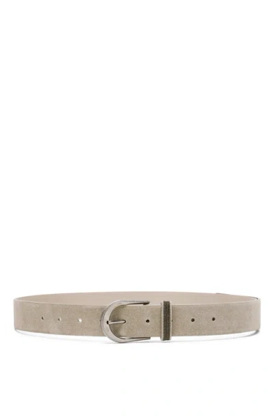 Brunello Cucinelli Suede Belt In Light Grey