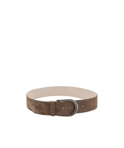 Brunello Cucinelli Suede Belt In Metallic