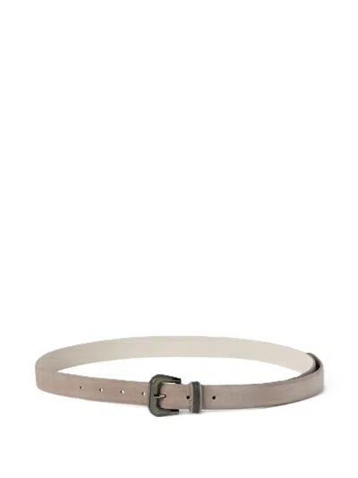 Brunello Cucinelli Suede Belt In Neutral