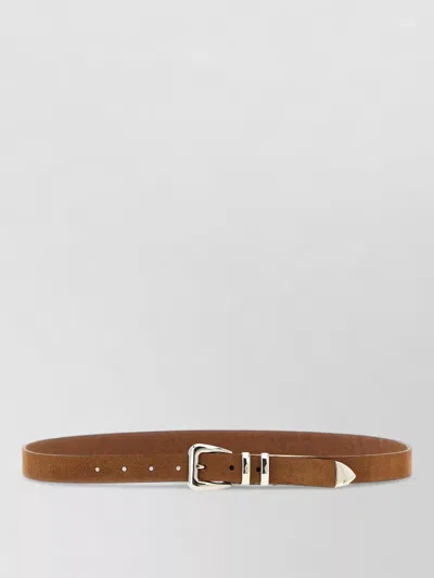 Brunello Cucinelli Inverted Suede Calf Leather Belt In Brown