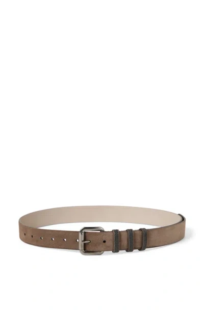 Brunello Cucinelli Shiny Belt With Loops In Taupe