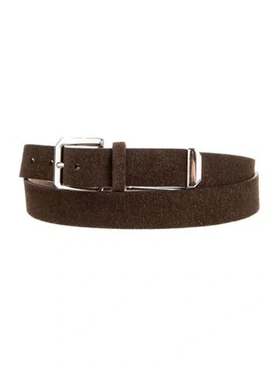 Pre-owned Brunello Cucinelli Suede Belt W/ Tags In Brown