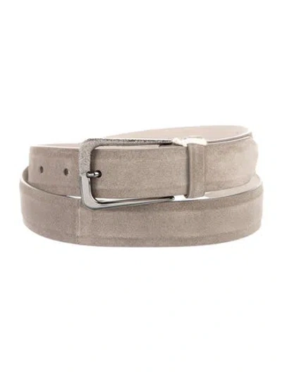 Pre-owned Brunello Cucinelli Suede Belt W/ Tags In Gray