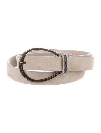 Pre-owned Brunello Cucinelli Suede Belt W/ Tags In Neutral