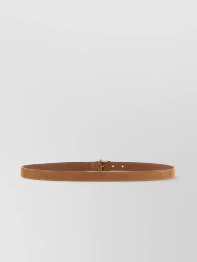 Brunello Cucinelli Suede Belt With Metal Buckle And Multiple Holes