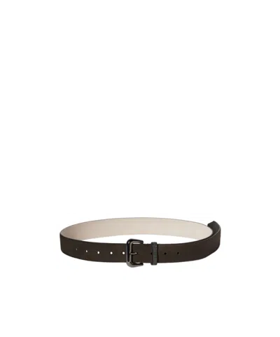 Brunello Cucinelli Suede Belt With Shiny Loop In Black