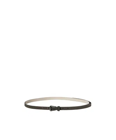 Brunello Cucinelli Suede Belt With Shiny Loop In Silver