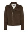 Brunello Cucinelli Suede Biker Jacket In Brown
