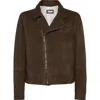 Brunello Cucinelli Suede Biker Jacket In Brown