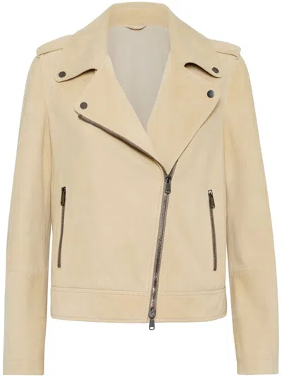 BRUNELLO CUCINELLI SUEDE BIKER JACKET