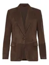 Brunello Cucinelli Suede Blazer In Brown
