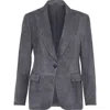Brunello Cucinelli Suede Single-breasted Blazer In Anthracite