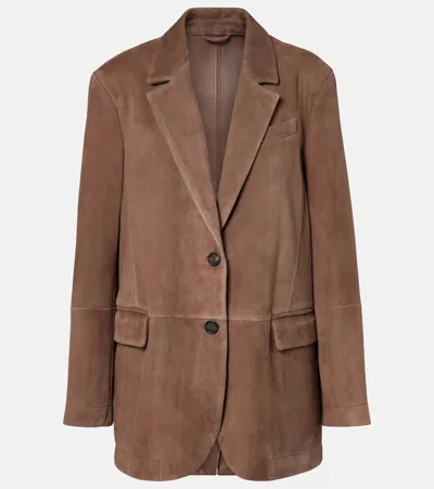 Brunello Cucinelli Suede Blazer In Brown
