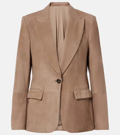 Brunello Cucinelli Suede Blazer In Brown