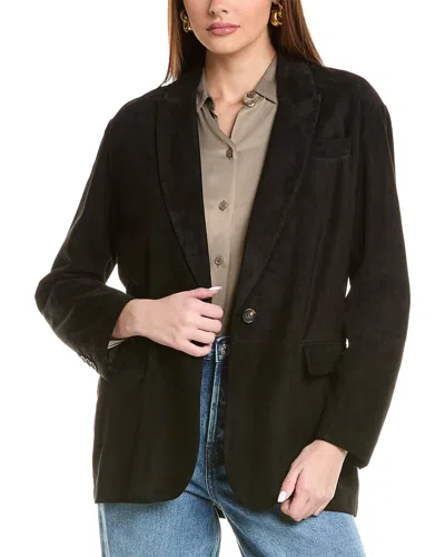 Brunello Cucinelli Suede Blazer In Green