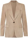 Brunello Cucinelli Embellished Suede Blazer In Neutrals