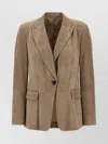 Brunello Cucinelli Suede Blazer With Flap Pockets And Notch Lapel